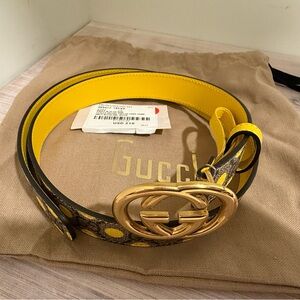 GUCCI Interlocking GG Sherry Line signature Leather Belt size 75